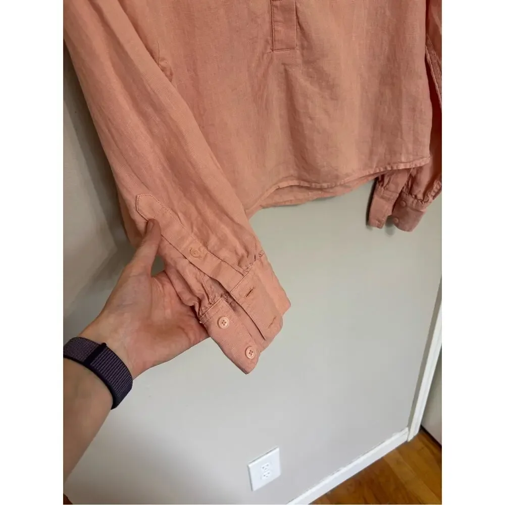 J. Crew Cabana 100% Linen Popover Top in Peach - Size XS